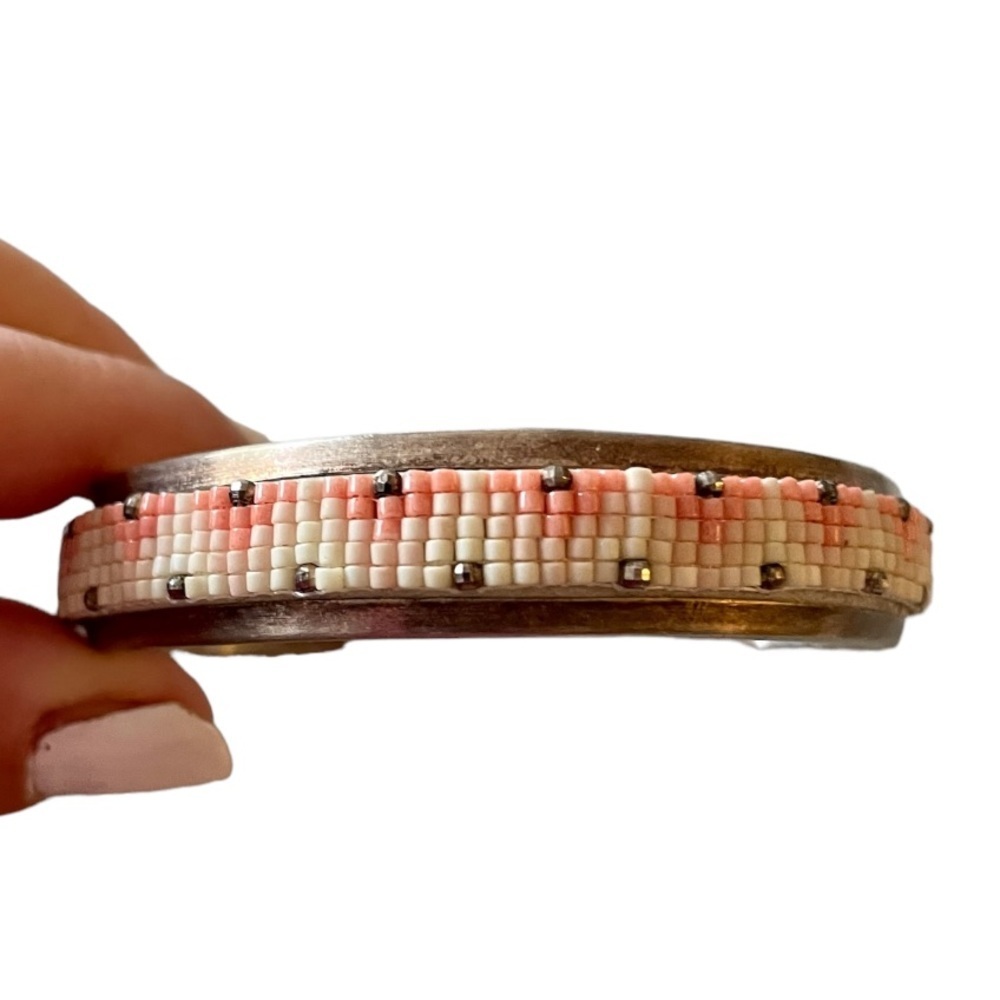 Chan Luu Silver Beaded Bangle Cuff Bracelet